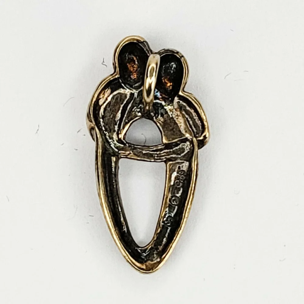 Sterling Silver 925 with Gold Vermeil Vintage Family Embrace Pendant
